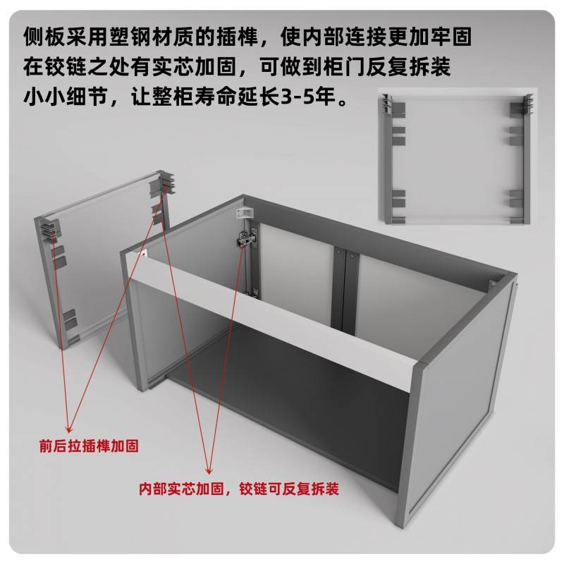 塑钢浴室柜组合陶瓷盆壁挂洗漱台洗手台一体柜挂墙式镜柜极简