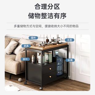 沙发边柜CJ0024K0小茶几茶水柜移动茶桌置易物茶可台茶车黑色侧简