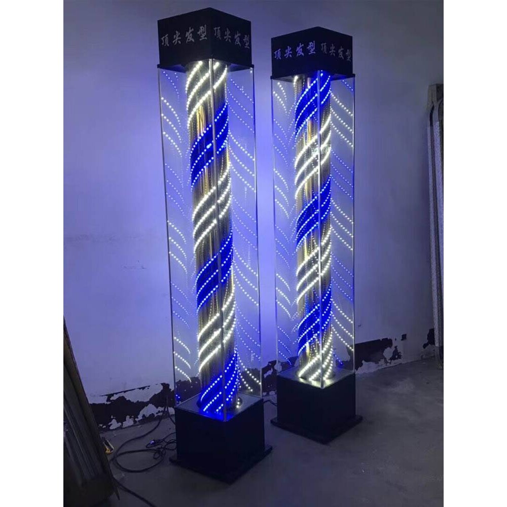 ?美发转灯落地led户外防水超亮发廊标志灯钢化玻璃复古理发店灯