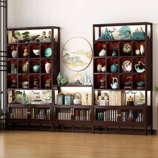 古架中式工茶柜物0917架茶具架子展示架非博实木置茶室艺品摆件陈