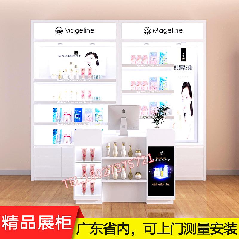 烤漆化品展示hzp0516柜木纹饰展柜货柜妆陈列柜美子容院柜母婴面