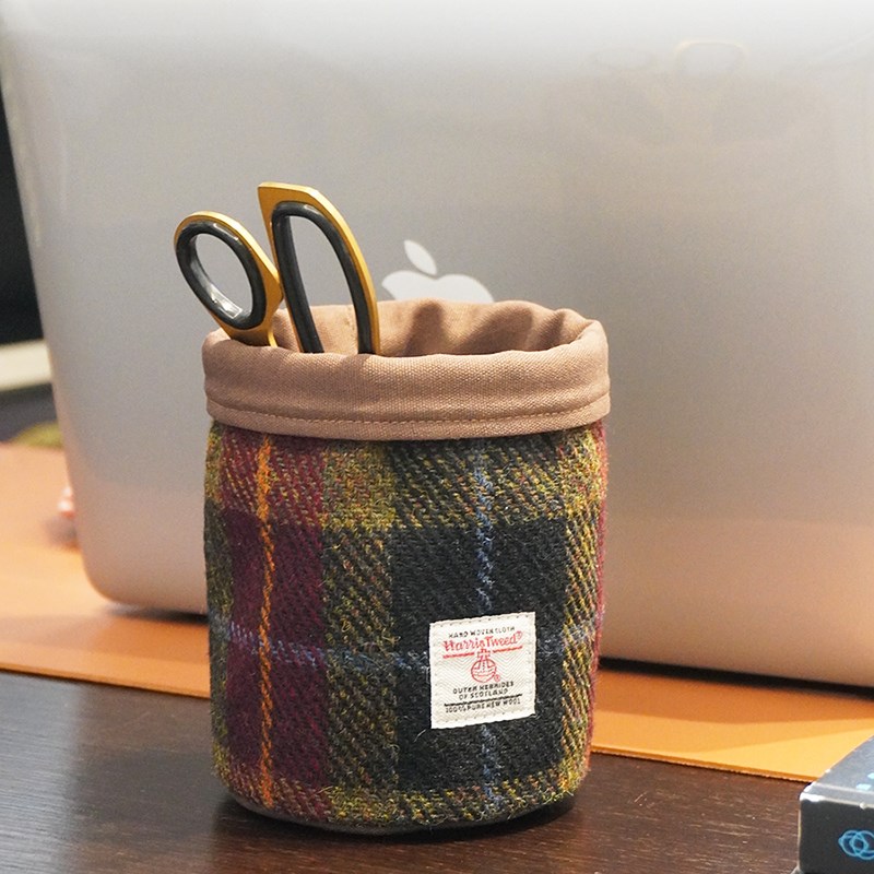 哈里斯粗花呢笔筒收纳盒书桌学生桌面多功能笔Q筒办公室办公桌收