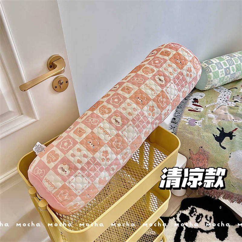冰豆豆圆a柱睡觉抱枕女生夹腿侧睡专用床上男生款长条枕头可拆洗