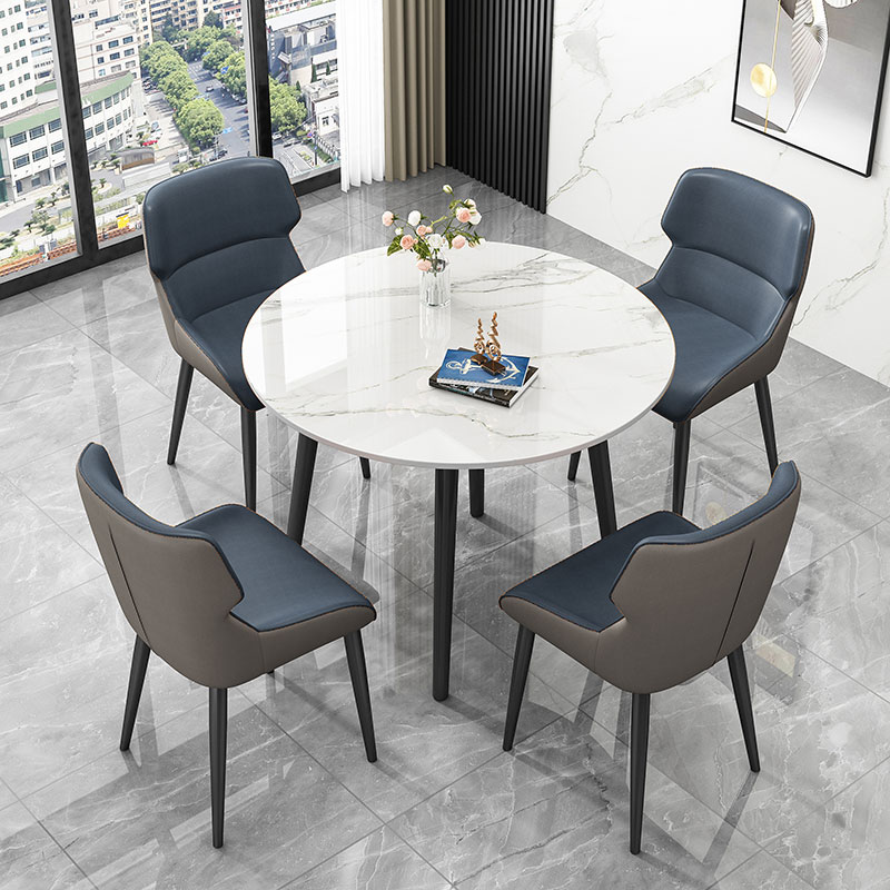 多功能岩板洽谈j小圆桌简约售楼处接待桌椅组合家用餐桌正方形阳