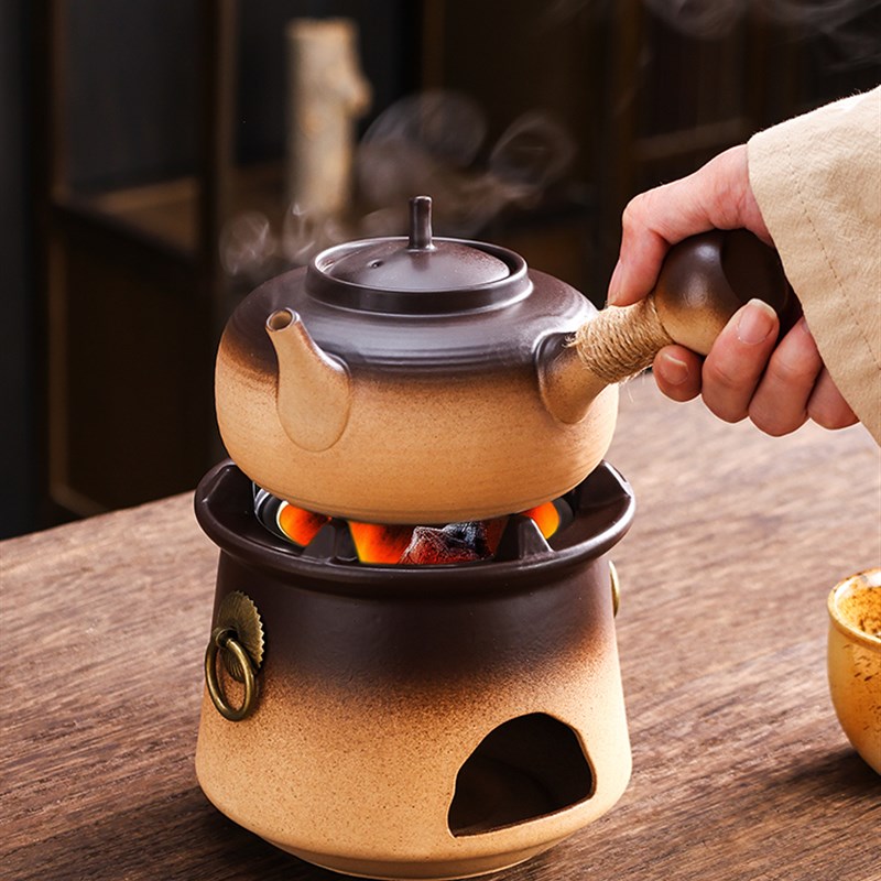 冬天围炉煮茶炭火炉煮茶壶可干烧专用全套陶壶明火碳火烤茶烧水壶
