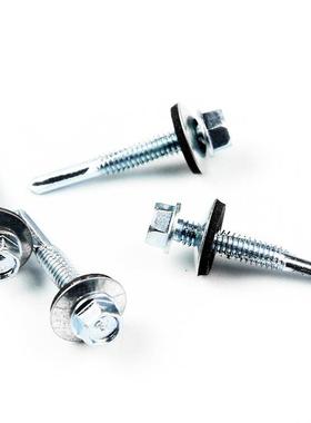 小钉包装DI842N7504六钉角钻尾螺尖尾自攻#钻尾钉带黑色5垫片