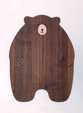 黑胡桃菜卡板实木通熊点托盘可砧板日式爱心盘家用面板实L123232