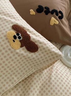 卡通全SL02400棉磨毛四件套羞羞狗毛巾绣纯棉儿宿童舍公单寓被套