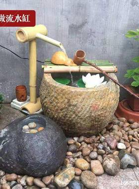 形花园石雕花盆水装饰石槽盆庭AL101932院石鱼缸水盆石圆水缸养流