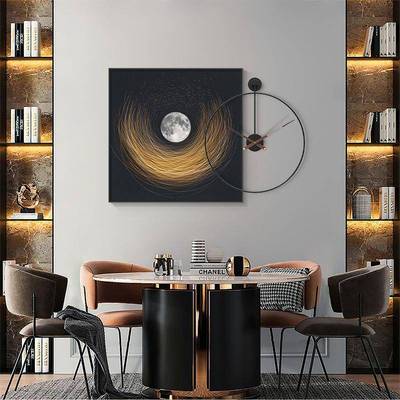 厅简饭约厅客创意钟表挂画壁画带挂0210征途钟现轻奢抽象餐厅代墙