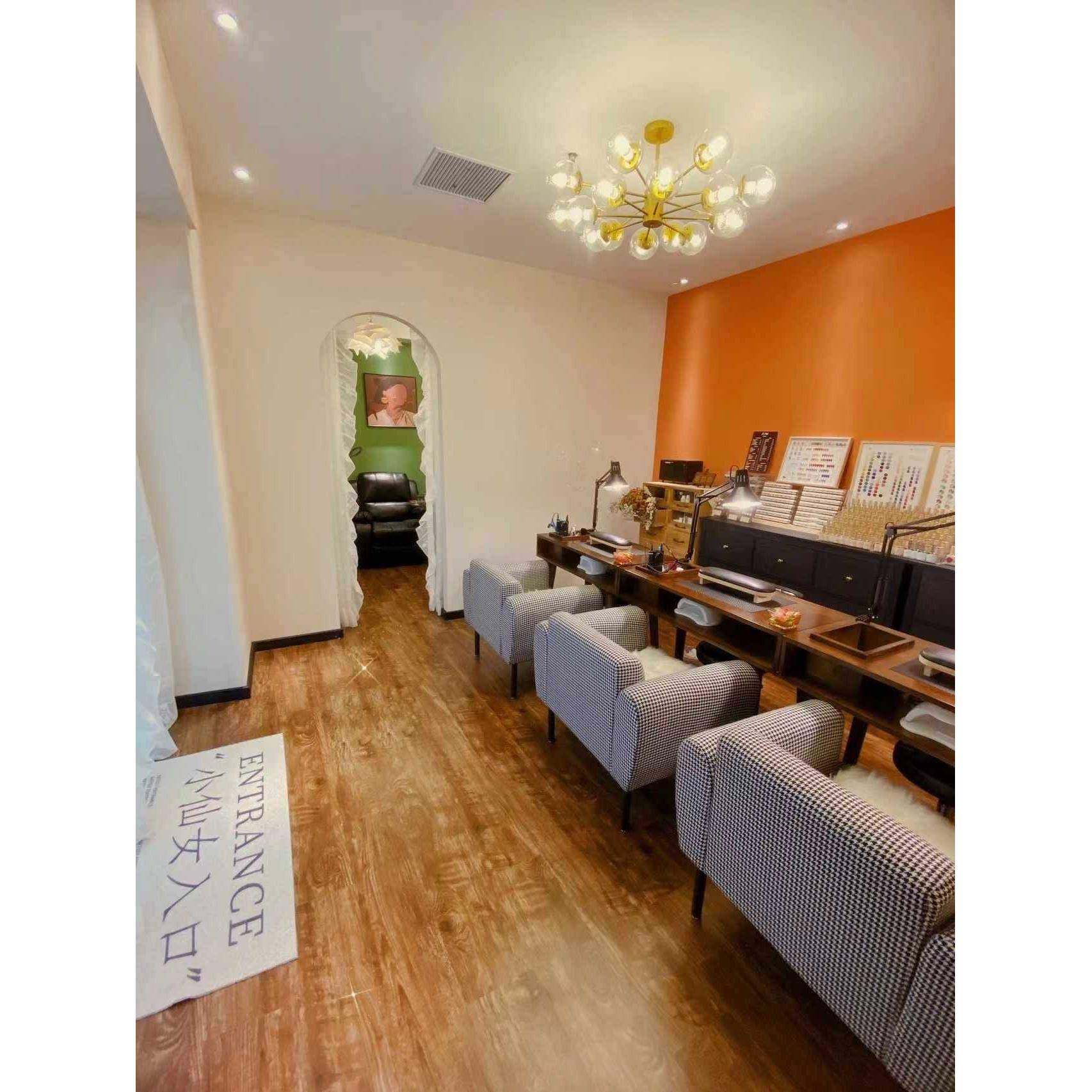 ?复古美甲桌木子美式实美甲单双人简约吸尘器美甲桌921套椅台装经