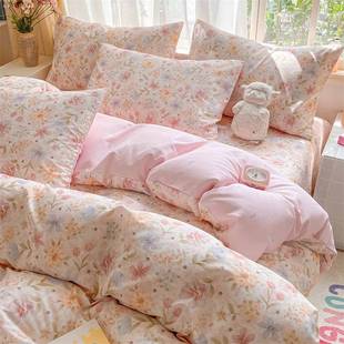 0R099床上件四件套纯棉全棉225新款 碎花床单被床笠学生宿舍三套套