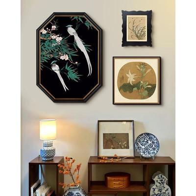 中风客发厅B-484组合装景饰画新国中式玄关斗柜卧室中古风沙背花