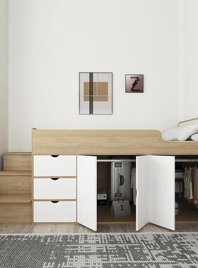 0J型定制儿童半床单人多功能收纳高箱储物床小高户踏YJR-1919步置