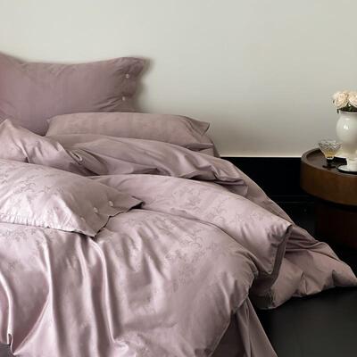 100s奢全棉长绒UQX棉提花轻类四件套a工纯棉被套高端艺床上用品套