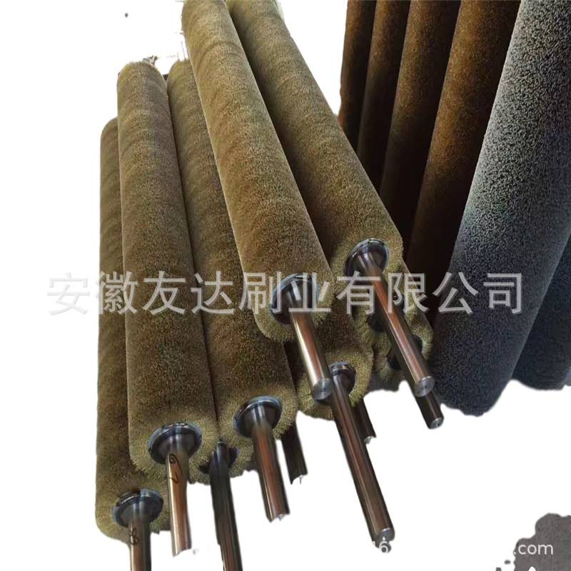 镀铜丝刷辊钢材抛光刷辊抛光刷辊不锈钢丝压片刷拉丝辊清洁