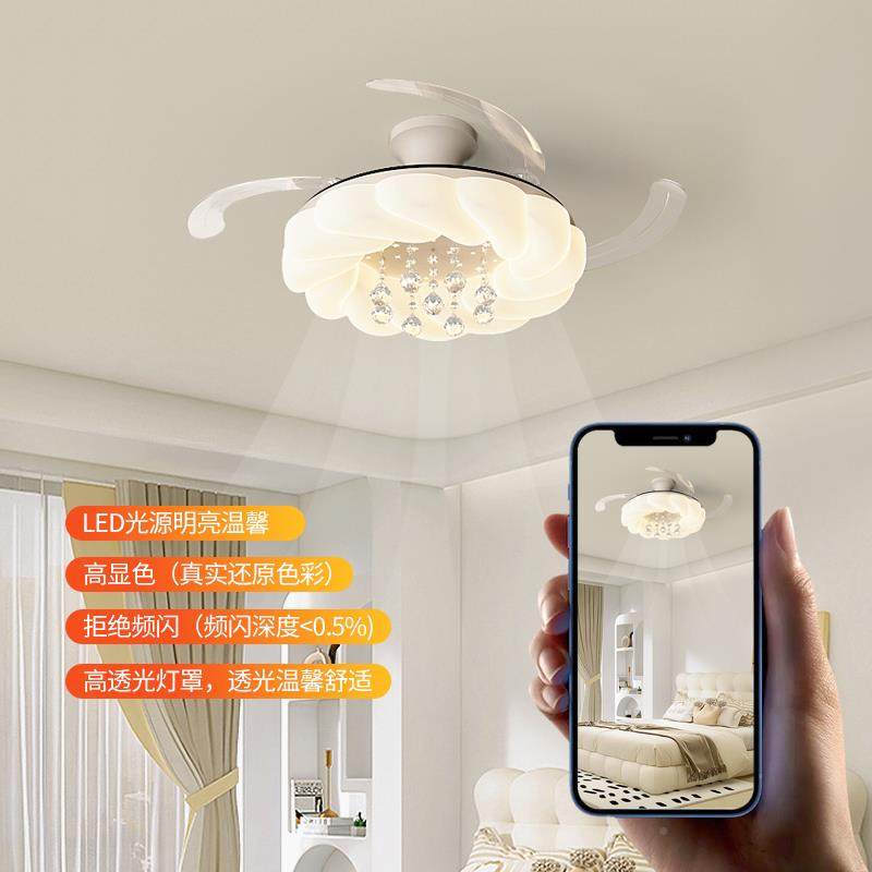 扇灯风简约奶油风创意吊球蝴结隐形蝶电扇497灯卧2025年新款静音,家装灯饰光源,客厅吸顶灯,淘宝优惠券,粉丝福利购,淘宝优惠卷