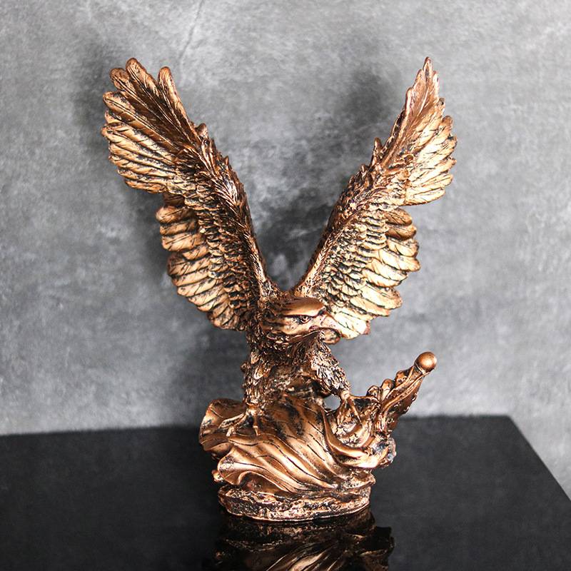 复古美式动物老鹰摆件仿铜雄鹰展翅立体雕塑工艺品玄关办公室饰品