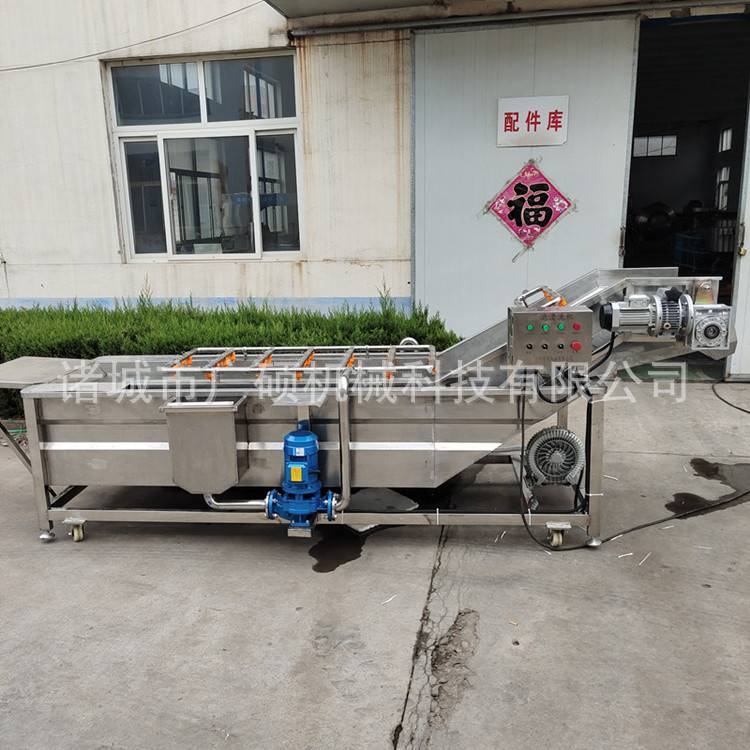 全自动大虾气泡清洗机 网带式洗小龙虾机器 链条大型连续式洗虾机