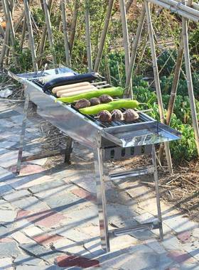 不锈钢烧烤叠炉家折用便携式小型烤炉烤肉FXZ架网户外炭炉子木架