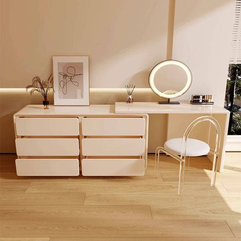 2025新款梳妆台斗柜床尾柜梳妆台一体薄可伸缩实木墙角化妆桌