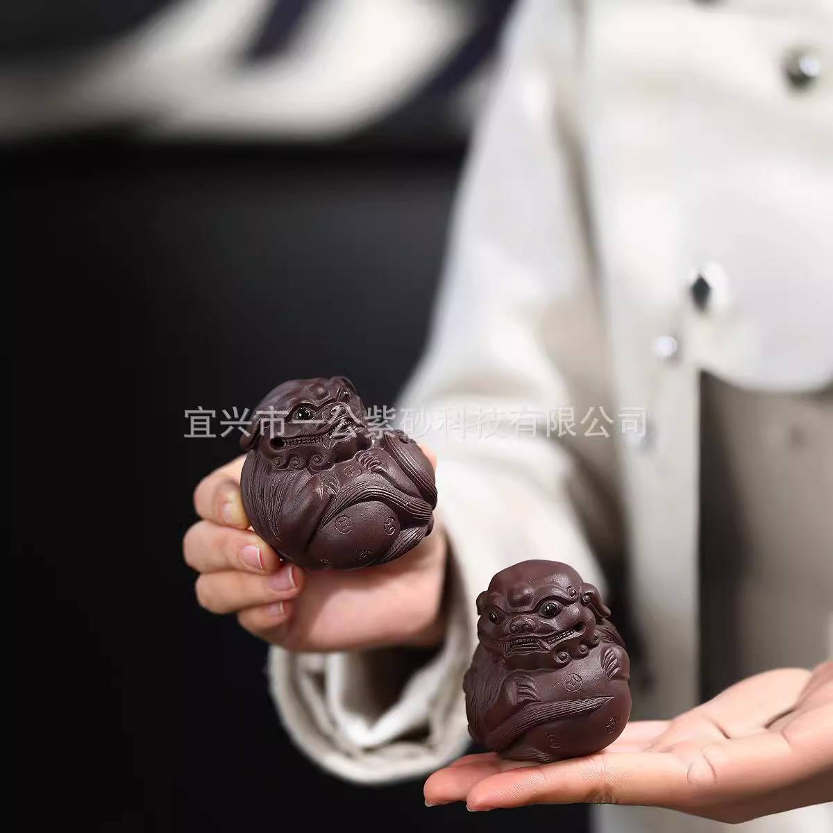 紫砂狮球茶宠摆件精品可养茶宠可养茶具配件茶道招财小巧狮球