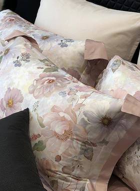 田园风100s长绒棉四ZHL-89df件套纯棉全美式花卉数花套码印被床单