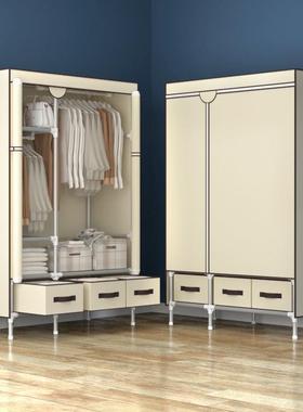 家布衣柜简易组装卧室出结租房实耐用衣橱单用双人防尘收纳挂QWI