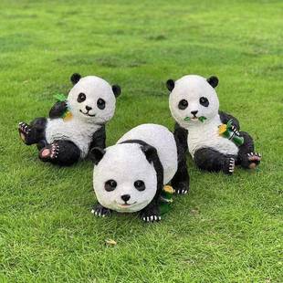 户仿外真猫小熊猫熊雕塑摆件庭院装 饰花园墅院子布置园林景别观造