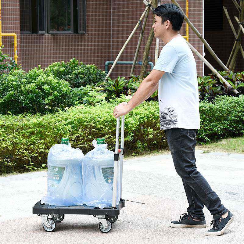 小推蓝色拉货手推携车手拉车折叠轻车便运家用拖车平板车推货搬小