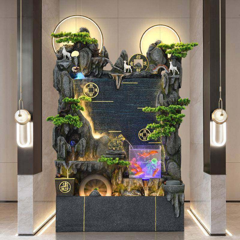 客大型假山流水厅落地喷YOP泉室内玄关柜招财庭院电视旁花园鱼缸,家居饰品,流水摆件,淘宝优惠券,粉丝福利购,淘宝优惠卷