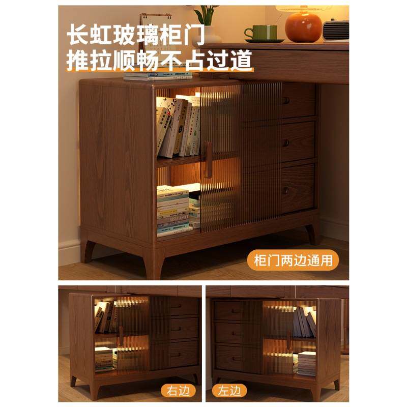 转角书桌实木斗柜一体桌椅组合小户型家用l型电脑桌双人拐角