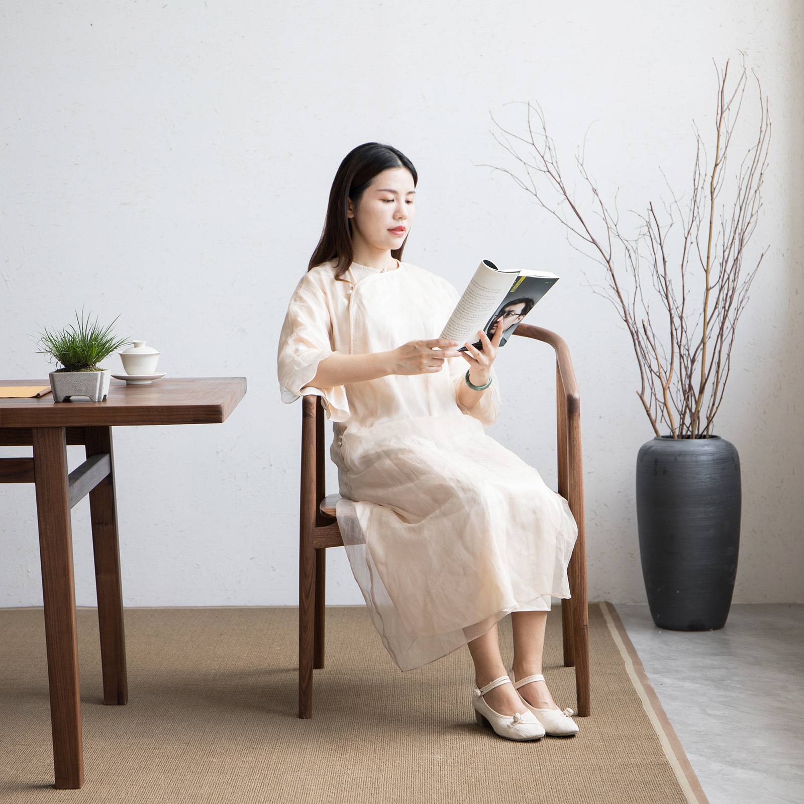新中式圈椅北美黑胡桃木太师椅禅意茶室茶椅餐椅实木靠背椅休闲椅