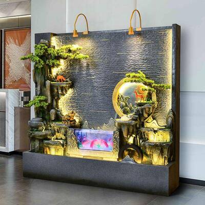 水幕墙流水屏风隔断公餐饮内TZG外别室墅庭假山喷司泉景观鱼池院