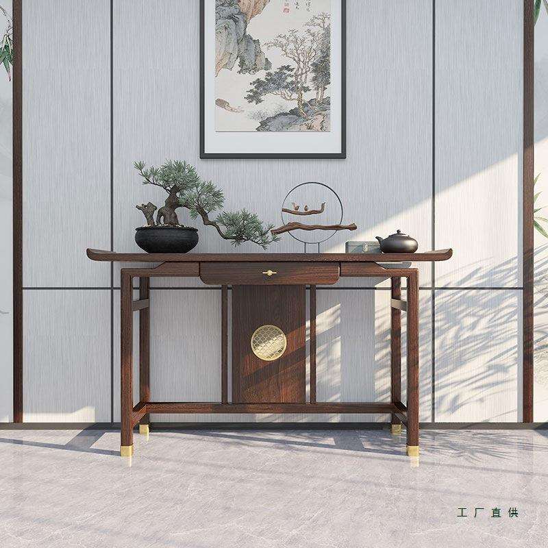 入户正对门玄关桌老榆木条案新中式玄关台玄关柜全实木条几置物台