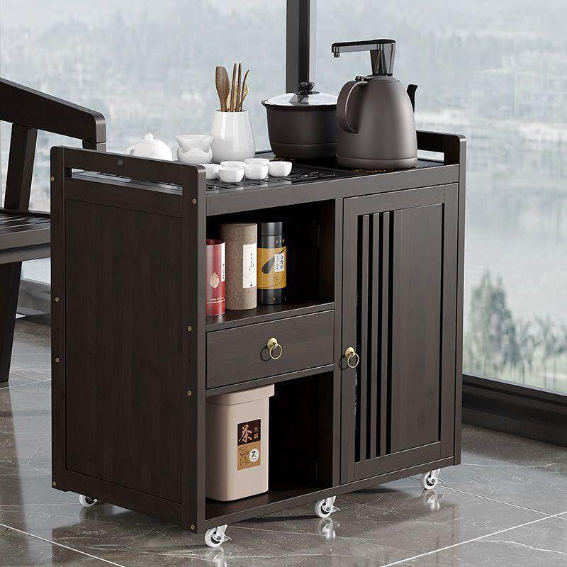 移动茶台小桌家用新中水式实木茶几AL987茶车烧水壶一体茶柜带轮