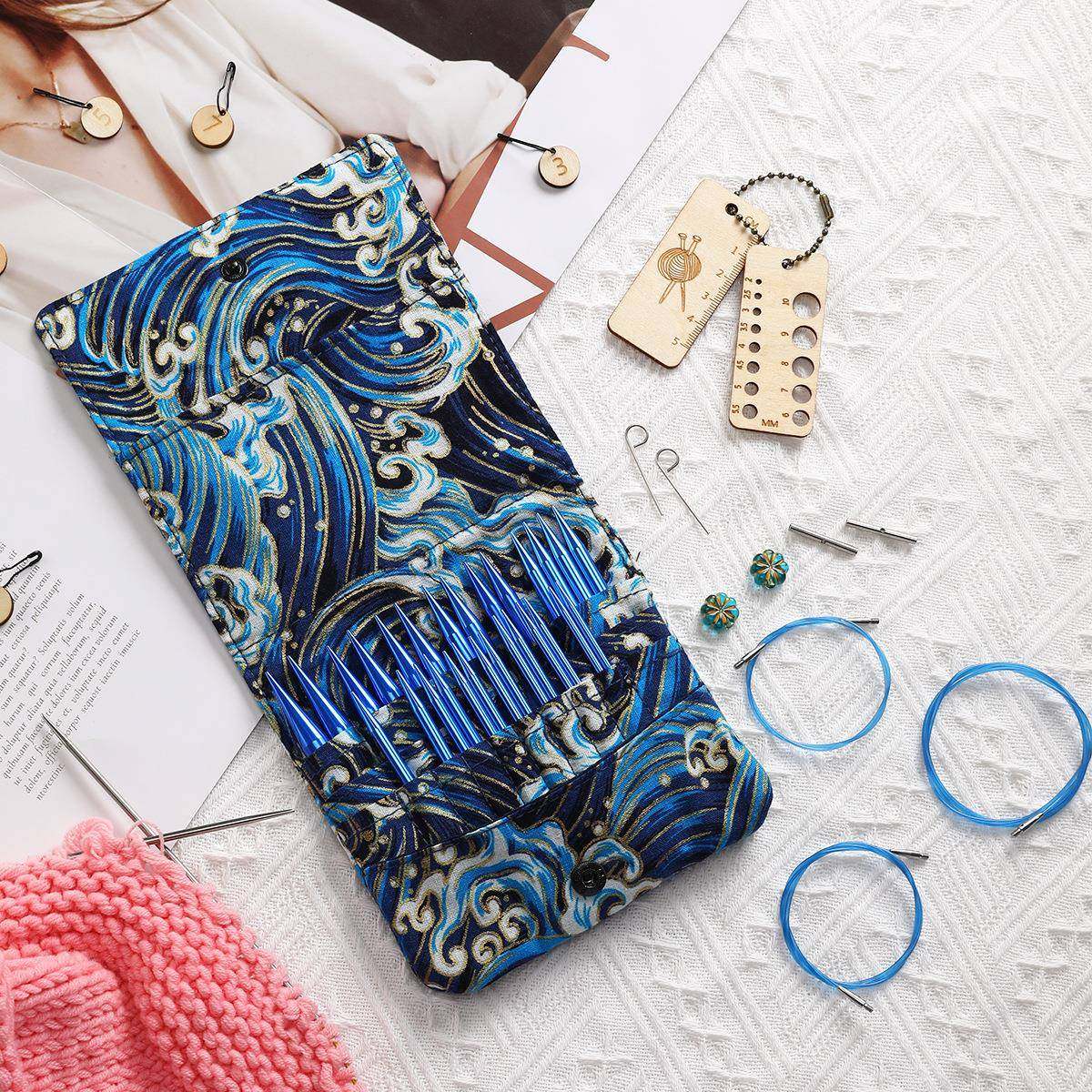 浪收纳包组环形针套装编织工海具卡可拆卸环形KN042针多尺寸拼合