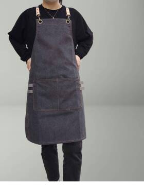 60F12奶围茶店裙帆布加厚成人工围腰罩衣作气服透耐磨防油防污