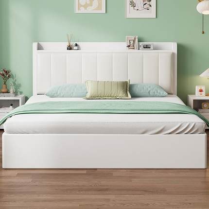 床实木0252新款简床现代约可置物家用双人床1.床5m软包单人床GIL