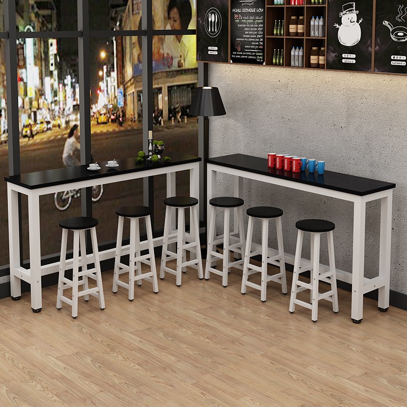 靠墙吧台桌简约家用餐桌s窄桌子长条桌高脚桌奶茶店桌椅组合吧台