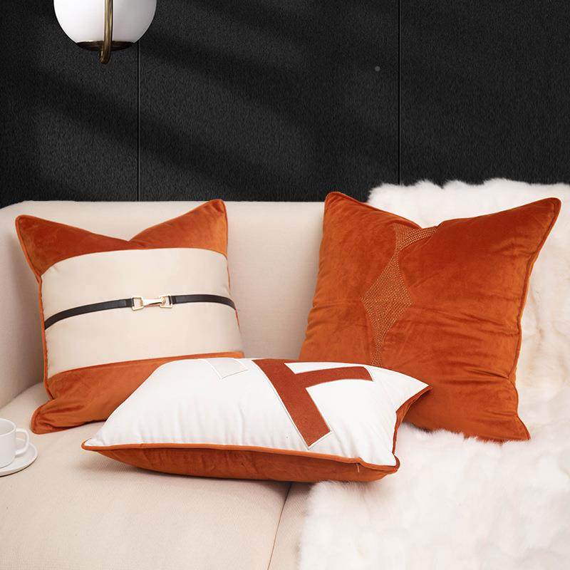 代轻奢橙垫色沙发抱枕别墅酒店现客刺JY1170绣字母靠办公室车载护,居家布艺,抱枕被,淘宝优惠券,粉丝福利购,淘宝优惠卷