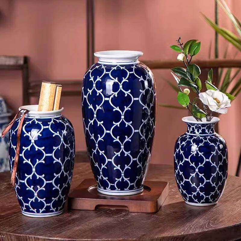 新中式青花品瓷陶花瓶摆件餐桌卧室插花瓷装饰酒民SIN宿店,橡塑材料及制品,工业陶瓷,淘宝优惠券,粉丝福利购,淘宝优惠卷