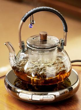 璃提梁煮烧茶壶28349水壶家玻耐高温泡茶器白茶蒸茶器电陶用炉套