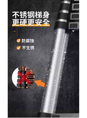 行走人字伸缩折叠梯子F987HT68多功能不锈可钢伸用便携缩梯升降梯