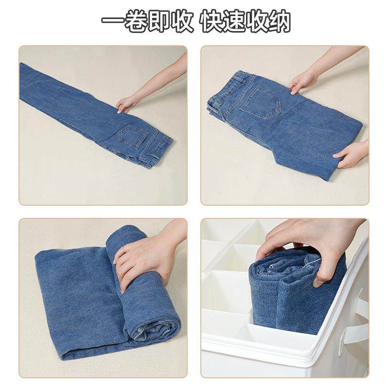 家用布艺收纳箱收盒拉带盖柜储物箱衣服整理箱衣物衣纳折叠链LLGH