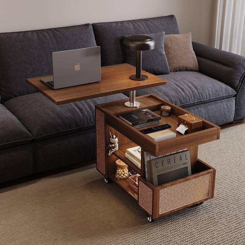多能实木移动升可降茶几家功用沙发小推车小户型客厅边简约柜00旋