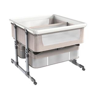 宝可接大床节双胞胎便携式 可移动婴儿929床高低可调可折叠拼宝摇