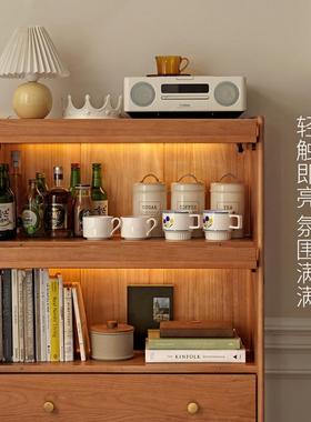 1VF76775HTPK桃木书柜餐柜实木边收纳柜客厅樱视柜展示柜电沙发