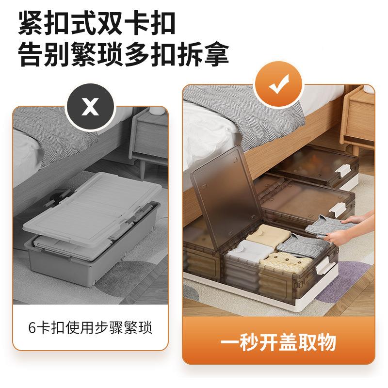 免安装衣被服YX-HE076储物带折箱防尘大容量衣服收纳箱轮子可叠床