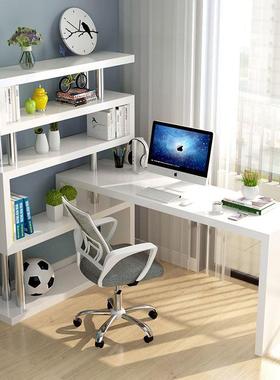旋转电脑室转桌台家G44205用卧桌子式简易书柜一体角书桌书架组合